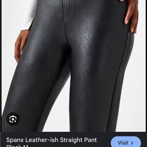 Spanx Black Leather-ish Straight leggings /Pants Size M